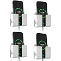 Wall Mounted Mobile Holder Storage Case for Remote, Wall Mount Mobile Stand/Multi Purpose Stand with Hole for Phone Charging (White_(Pack of 4))