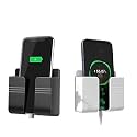 Wall Mounted Mobile Holder Storage Case for Remote, Wall Mount Mobile Stand/Multi Purpose Stand with Hole for Phone Charging (White/Black_(Pack of 2))