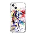 Watercolor Horse Case Compatible with iPhone 14,Colorful Horse Case for Girl Women Men，Unique Soft TPU Bumper Case Cover