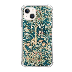 william morris vintage melsetter teal blue green floral art phone case compatible with iphone 14wild flowers case for girl women menunique soft tpu bumper case cover