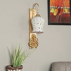 lord ganesha handmade glass wall lamp fancy design lamp for living room dining room office decorative lighting pack of 1 bulb not include