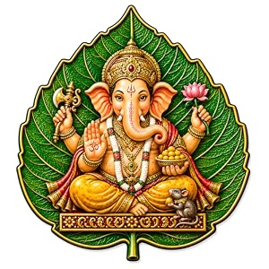 lord ganesha leaf shape acrylic wall decor 4 in self adhesive spiritual art