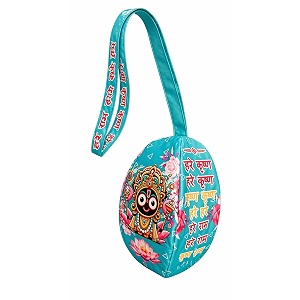 lord jagannath printed gomukhi japa mala bag with zip pocket cotton chanting bag for mantra jaap tulsirudraksha mala storagecolorful blue