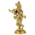 Lord Krishna Brass Idol Statue Sculpture for Pooja, Home Decor, Temple (Krishna-03)
