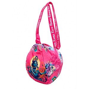 lord krishna printed gomukhi japa mala bag with zip pocket cotton chanting bag for mantra jaap tulsirudraksha mala storagecolorful pink