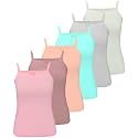 LOREZA ® 6 Pieces Girls Cotton Undershirts Spaghetti Straps 2-15 Years