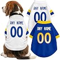 Los Angeles R Dog Clothes Jersey Style Custom Pet T Shirt with Personalized Name Number for Small Medium Large Dogs