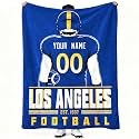 Los Angeles Throw Blanket Personalized Name and Number Gifts for Men Women Kids Flannel Tapestry R