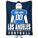Los Angeles Throw Blanket Personalized Name and Number Gifts for Men Women Kids Flannel Tapestry