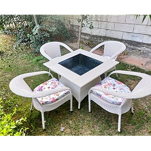 lotey outdoor d-12 chairs table set 41 wicker patio furniture sets 4 chair and 1 table with cushions for garden balcony bedroom powder coated frame uv protected wicker white  purple