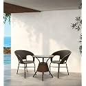 Lotey Outdoor D-8 Chairs Table Set 4+1 Wicker Patio Furniture Sets 4 Chair and 1 Table with Cushions for Garden Balcony Bedroom Powder Coated Frame Uv Protected Wicker (Pure White + Orange)