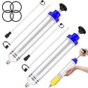Lothee 2 Pack 500cc Automotive Fluid Extractor Pump Oil Extractor Hand Syringe Pump with Hose Manual Suction Vacuum Fuel Car Transfer for Power Steering, Hydraulic Fluid(Blue)