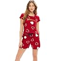 LOTIK Women39s Cotton Heart Print Top-Shorts Nightwear