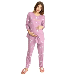 LOTIK Womens Cotton Star Print Maternity