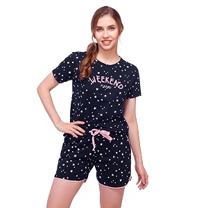 LOTIK Womens Cotton Star Print Top