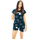 LOTIK Women39s Cotton Heart Print Top-Shorts Nightwear