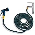 Lotoo Sink Hose Attachment for Faucet with 7 Adapters, 25 FT Indoor Faucet Hose for Kitchen Sink or Bathroom Sink Faucet with 10-Function Nozzle, Watering, Washing Pet, Household Cleaning, Car Washing