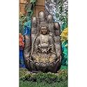 Lotus Buddha Water Fountain,Garden Black Color Large for Home,Office, Items for Living Room |Best Gift for Any Occasion. Vastu Kamal Indoor Outdoor Decor with LED Lights (Palm Beige)