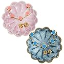Lotus Ceramic Jewelry Tray, Small Trinket Jewelry Ring Holder Organizing Dish, for Parents Daughter Friends Sister, Birthday Gifts for Women, Retro Blue &amp; Pink