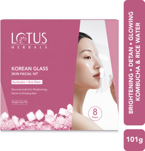 lotus herbals korean glass skin 8 step facial kit kombucha  rice water