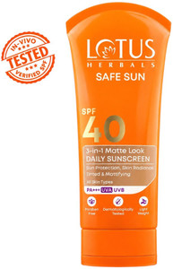 lotus herbals sunscreen - spf 40 pa safesun 3in1 matte look daily tinted sunscreen