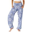 Lotus and Luna Women's Harem Pants Thai Pants for Beach &amp; Lounge High Waisted Flowy Boho Pants Genie Pants Yoga Pants