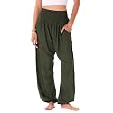 Lotus and Luna Women's Harem Pants Thai Pants for Beach &amp; Lounge High Waisted Flowy Boho Pants Genie Pants Yoga Pants