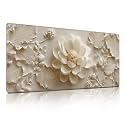 Lotus Relief Mouse Pad, Luxury Beige Water Lily &amp; Leaf Decor Desk Mat - Large Non-Slip Office PC Laptop Desk Pad - 35.5"x15.7" x 3mm