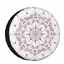Lotus Spare Tire Cover for RV Trailer Pink and Purple Flower Lacy Pastel Wheel Protectors Weatherproof Polyester Tire Case for All Cars SUV Camper Travel 15 inch