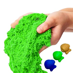 loty store active sand 500g green for kids - natural kinetic sand kit  soft moving sand clay toys for boys girls green