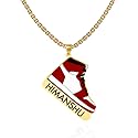 LOUIS MILLER Personalize 24K Gold Plated Branded Sneaker Enamel Name Locket For Men (Red)