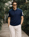 LOUIS PHILIPPE Colorblock Men Polo Neck Blue