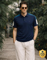 LOUIS PHILIPPE Colorblock Men Polo Neck Blue