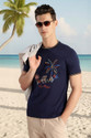 LOUIS PHILIPPE Embroidered Men Crew Neck Dark