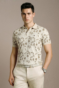 LOUIS PHILIPPE Floral Print Men Polo Neck