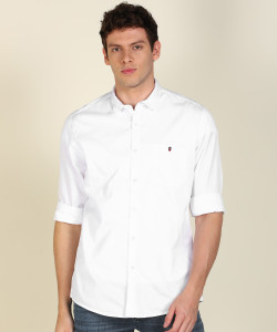 louis philippe jeans men slim fit solid spread collar casual shirt