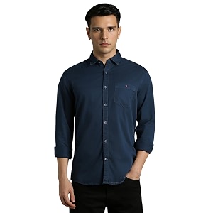 Louis Philippe Mens Solid Slim Fit Shirt