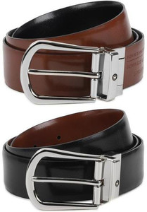LOUIS PHILIPPE Men Black Genuine Leather Belt