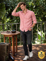 LOUIS PHILIPPE Men Checkered Casual Pink Shirt