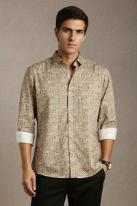 LOUIS PHILIPPE Men Printed Casual Beige Shirt