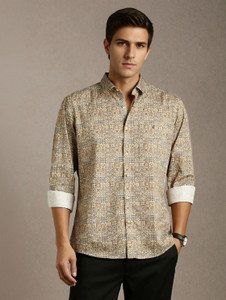 LOUIS PHILIPPE Men Printed Casual Beige Shirt