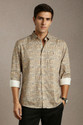 LOUIS PHILIPPE Men Printed Casual Beige Shirt