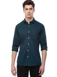 louis philippe men solid casual dark blue shirt