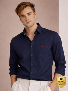LOUIS PHILIPPE Men Solid Casual Dark Blue