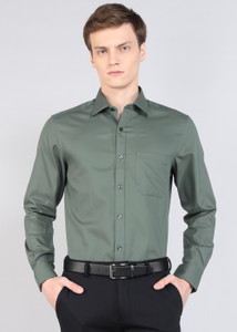 LOUIS PHILIPPE Men Solid Formal Green Shirt