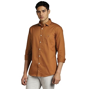 Louis Philippe Mens Cotton Solid Slim Fit