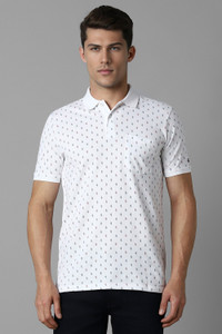 LOUIS PHILIPPE Printed Men Polo Neck White