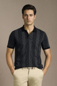LOUIS PHILIPPE Printed Men Polo Neck Black