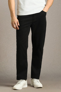 LOUIS PHILIPPE Regular Fit Men Black Trousers