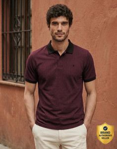LOUIS PHILIPPE Solid Men Polo Neck Maroon
